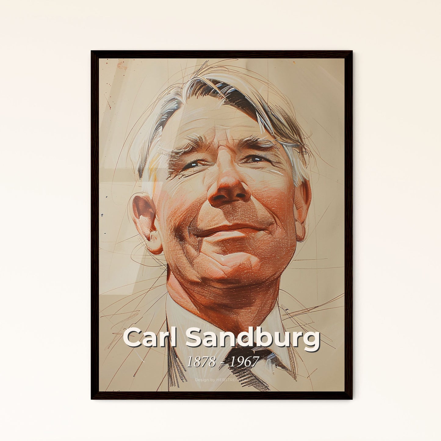 Captivating Portrait of Carl Sandburg: Celebrating American Poetry with Dynamic Lines and Stunning Detail for Home Decor