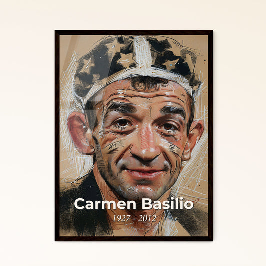 Dynamic Portrait of Carmen Basilio: Celebrating a Boxing Legend in Contemporary Art – Perfect for Home Decor & Unique Gifts