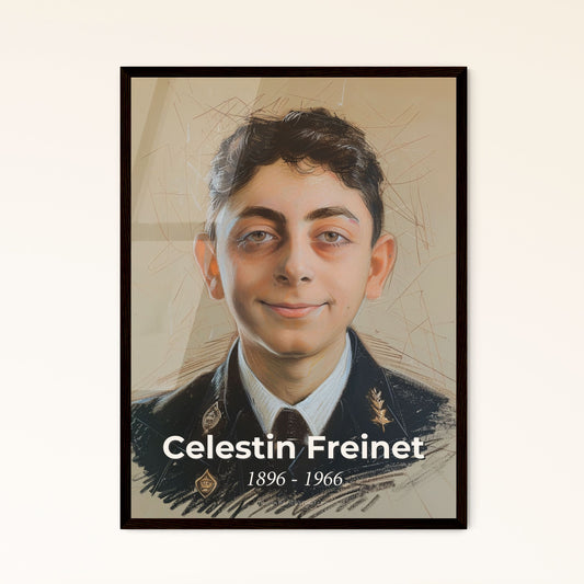 Celestin Freinet: A Vibrant Portrait Celebrating Cooperative Education - Contemporary Art Print with Elegant Lines & Subtle Hues