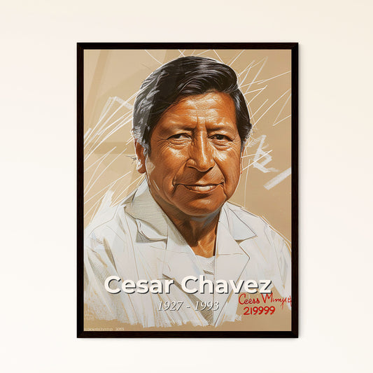 Vibrant Tribute to Cesar Chavez: Elegant Contemporary Portrait Celebrating Labor Rights, Social Justice & Inspirational Legacy