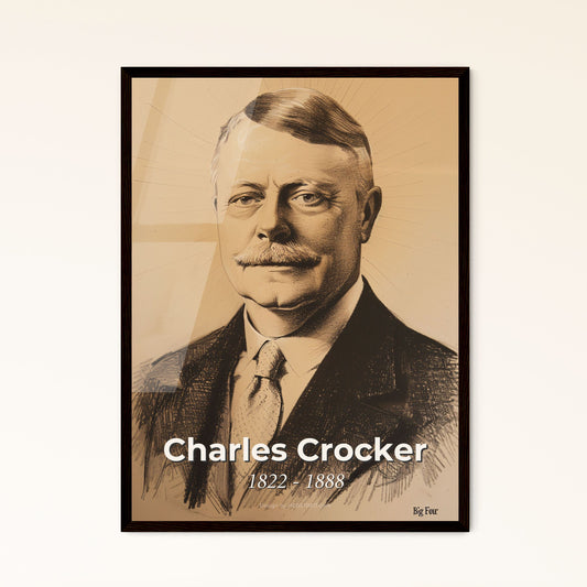 Charles Crocker: Captivating Contemporary Portrait of an American Railroad Pioneer - Stunning Art Print for Elegant Home Décor