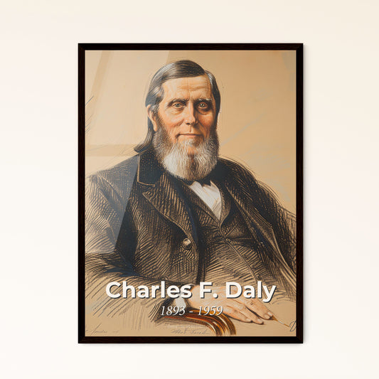 Elegant Portrait of Charles F. Daly: A Captivating Tribute to an Iconic Railway Executive in Contemporary Art Print