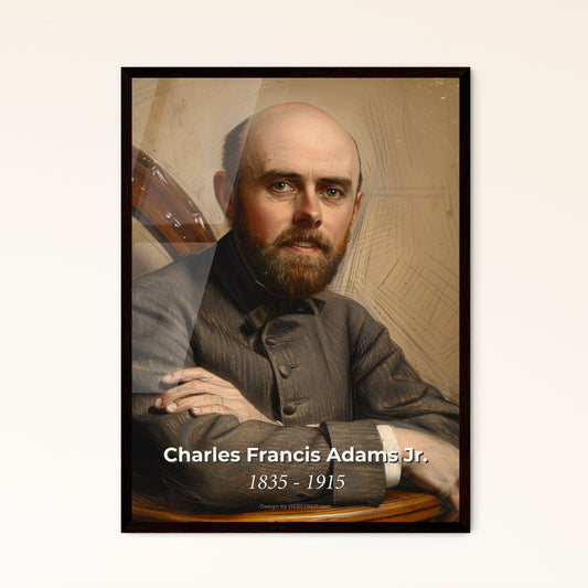 Elegant Portrait of Charles Francis Adams Jr. - Visionary Railway Executive in a Contemporary Art Style for Luxe Home Decor