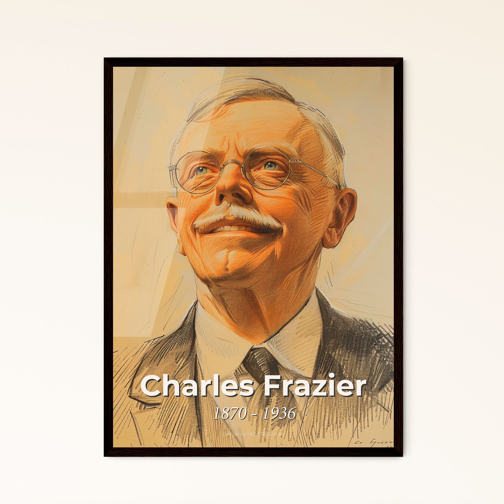 Elegant Contemporary Portrait of Charles Frazier Framed Print