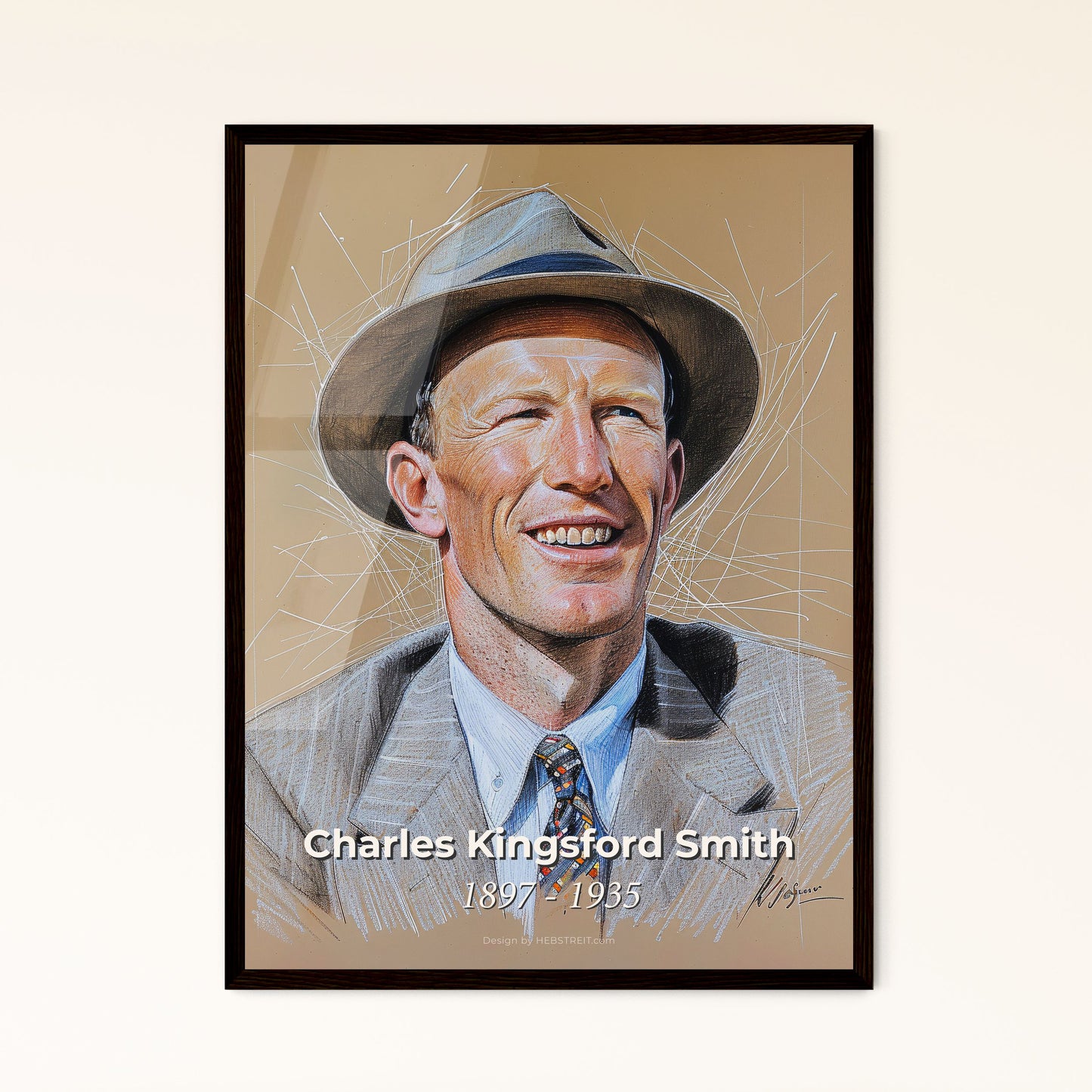 Charles Kingsford Smith: Iconic Australian Aviator Portrait in Contemporary Style - Perfect for Unique Home Decor Gifts!