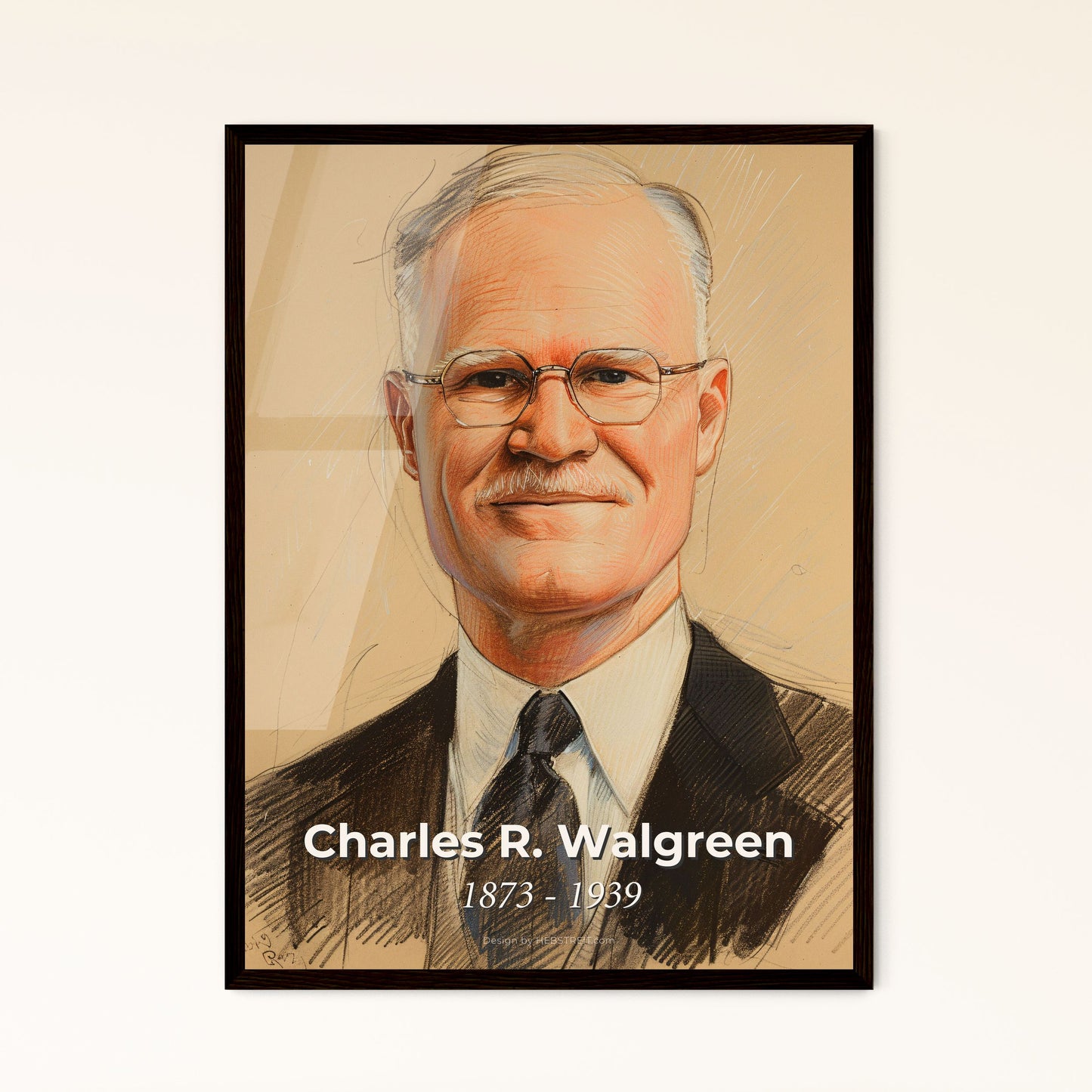 Captivating Portrait of Charles R. Walgreen: Iconic Founder & Visionary in Dynamic Contemporary Art - Perfect for Home Décor!