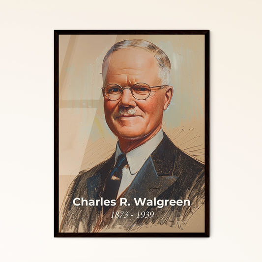 Elegant Portrait of Charles R. Walgreen: Iconic American Pharmacist | Contemporary Art Print & Framed Decor for Modern Spaces