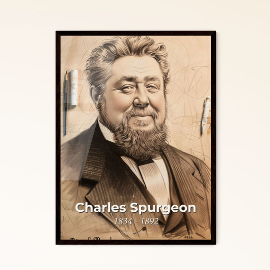 Captivating Portrait of Charles Spurgeon: The Prince of Preachers - Vibrant Contemporary Art Print for Unique Home Décor