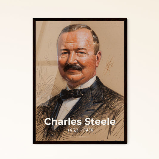 Elegant Portrait of Charles Steele: A Timeless Tribute to 20th Century Finance in Contemporary Art - Perfect for Home Décor