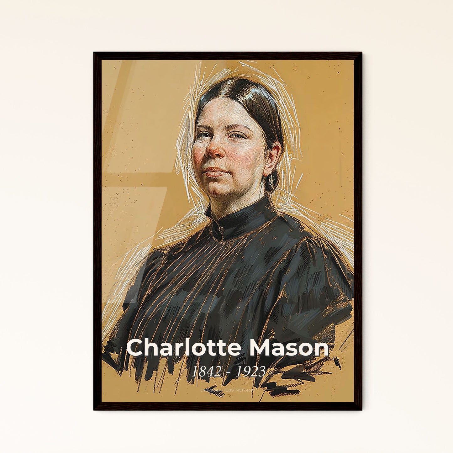 Exquisite Portrait of Charlotte Mason: Celebrating the Educator's Legacy with Vibrant Artistry - Perfect for Home Decor or Gift.