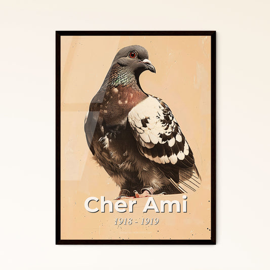 Whimsical Cher Ami: A Tribute to the Heroic Pigeon of WWI - Captivating Art Print for Unique Home Decor & Thoughtful Gifts!