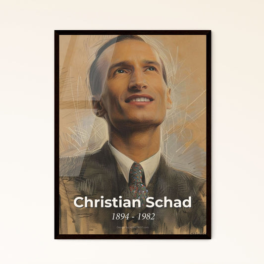 Captivating Christian Schad-Inspired Portrait: Dynamic Lines & Subtle Hues on Premium Print, Perfect for Elegant Home Decor