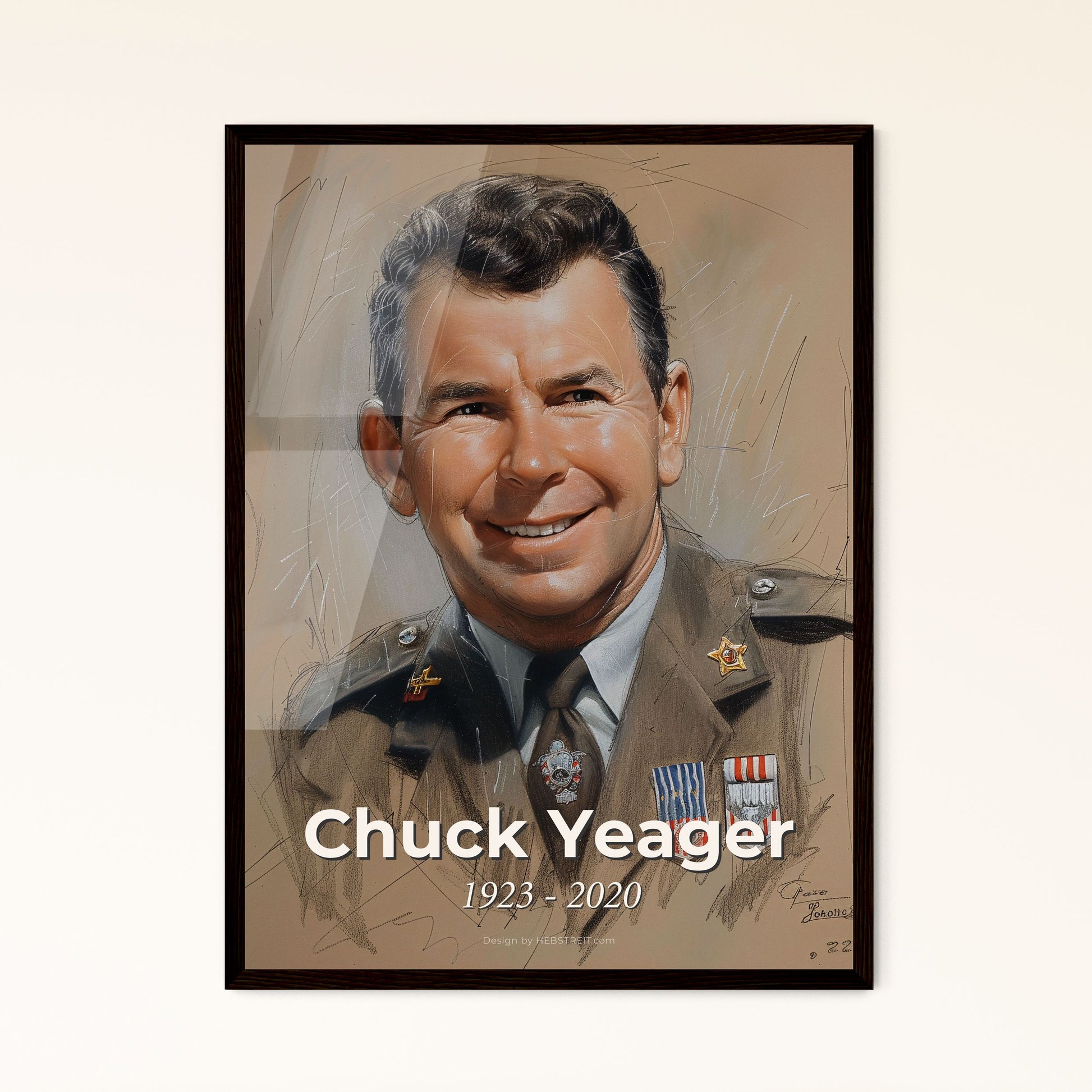 Chuck Yeager: Iconic Aviator Portrait – Dynamic Contemporary Art Print Celebrating the Pioneer Who Conquered the Sound Barrier