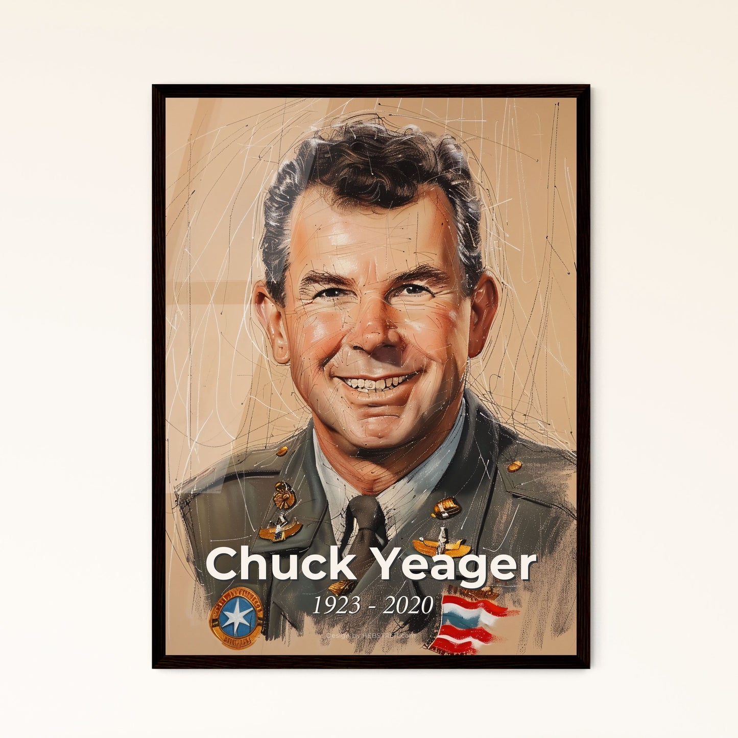 Chuck Yeager: The Legacy of a Hero - Striking Contemporary Art Print Celebrating the First Pilot to Break the Sound Barrier