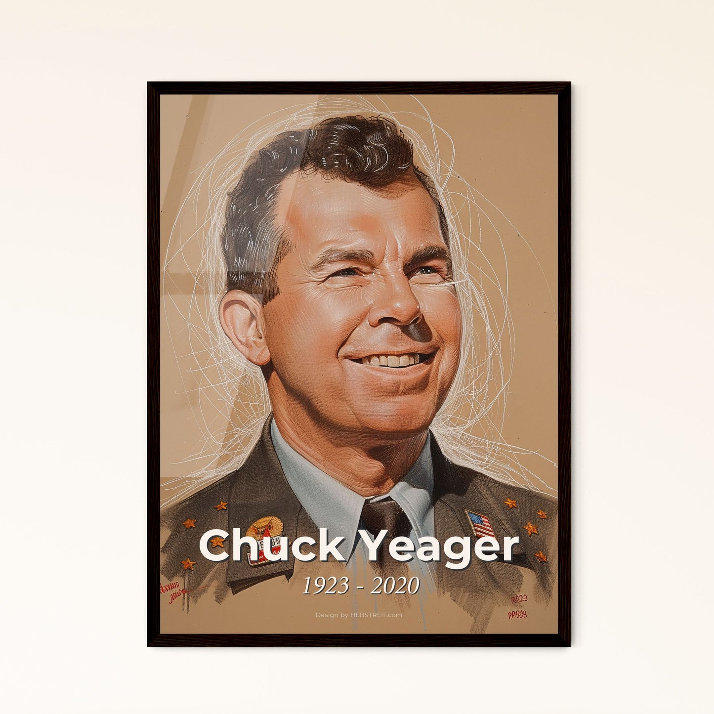 Chuck Yeager: Aviation Pioneer - Stunning Contemporary Portrait Print, Capturing the Essence of a Legend in Dynamic Lines and Hues