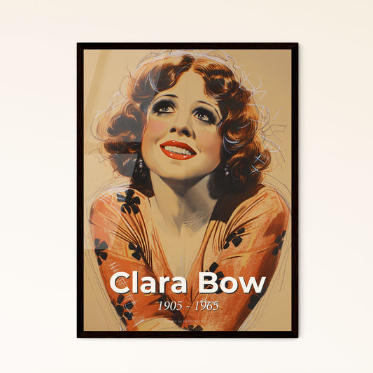 Clara Bow: The Iconic It Girl – Elegant Flapper Art Print on Beige, Capturing Glamour with Dynamic Lines & Subtle Hues