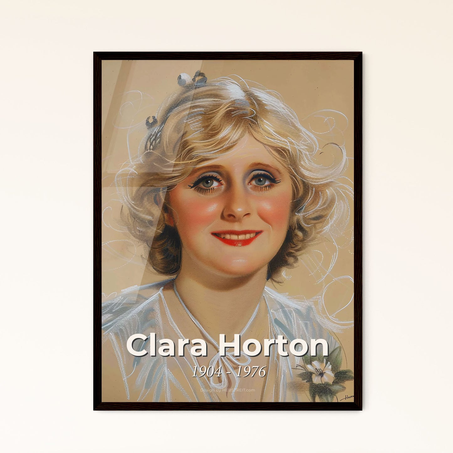 Captivating Clara Horton: An Elegant Tribute to the Flapper Era - Stunning Contemporary Artwork on Bright Beige with Dynamic Lines