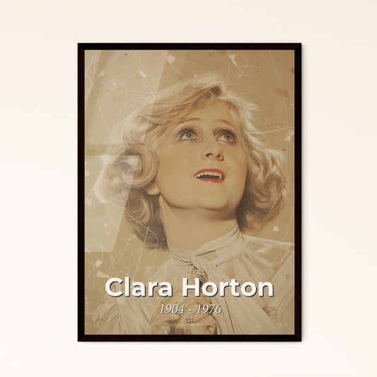 Clara Horton: Flapper Icon - Captivating Contemporary Art Print on Beige, Featuring Dynamic Lines & Sensual Portraiture