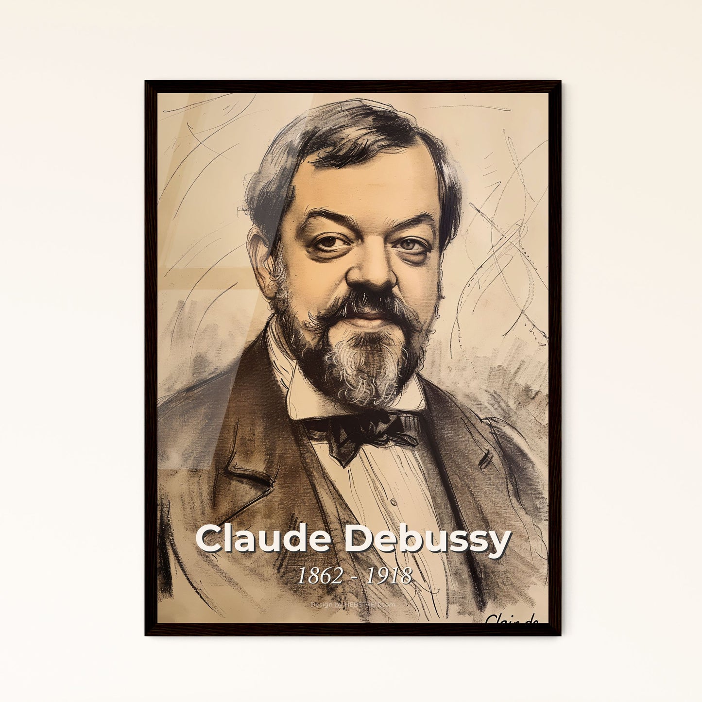 Elegant Portrait of Claude Debussy Framed Print