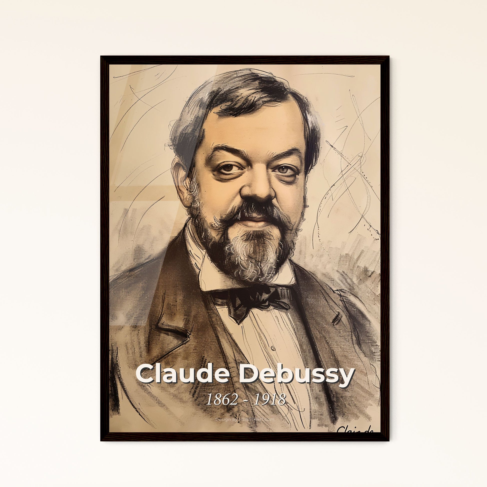 Elegant Portrait of Claude Debussy Framed Print