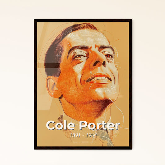 Elegant Cole Porter Portrait: Contemporary Art Print with Chic Hatching & Dynamic Lines for Luxurious Home Decor