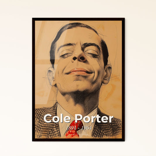 Elegant Portrait of Cole Porter: Exquisite Contemporary Art Print celebrating the Glamour of an American Music Legend.