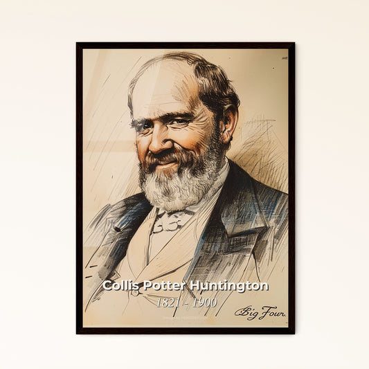 Elegant Portrait of Collis Potter Huntington: Celebrated Industrialist & Central Pacific Railroad Visionary - Contemporary Art Print