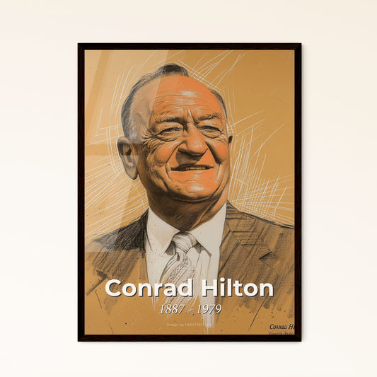 Elegant Portrait of Conrad Hilton: Contemporary Art Print Celebrating the Visionary Hotelier – Ideal for Home Décor and Gifting!