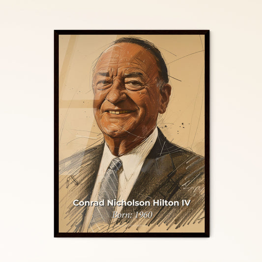 Dynamic Contemporary Portrait of Conrad Hilton IV: A Legacy in Hospitality - Vibrant Art Print for Home Decor & Gifting