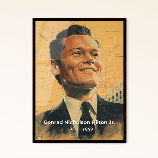 Conrad Hilton Jr. Portrait: Vibrant Contemporary Art Print - Unique Gesture & Dynamic Lines for Stunning Home Décor