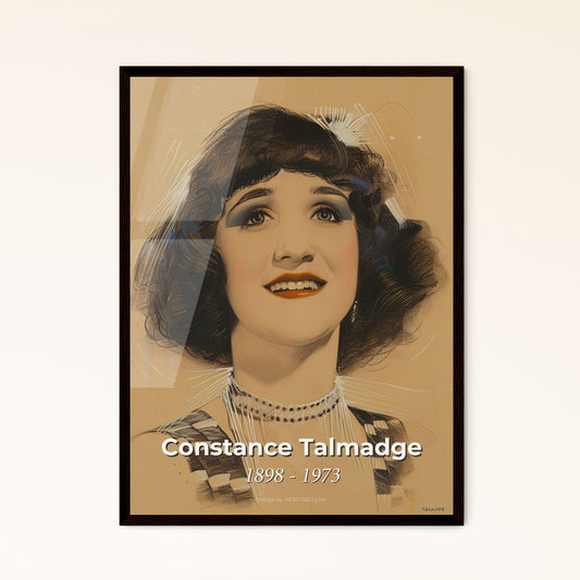 Whimsical Elegance: Constance Talmadge - 1920s Flapper Icon in Contemporary Art, Perfect for Home Decor & Unique Gifts