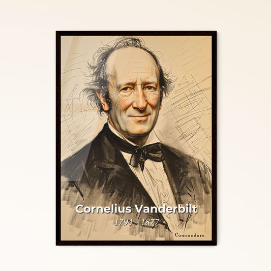 Elegant Portrait of Cornelius Vanderbilt: Iconic 19th Century Tycoon in Contemporary Art - Stunning Print & Framed Options Available