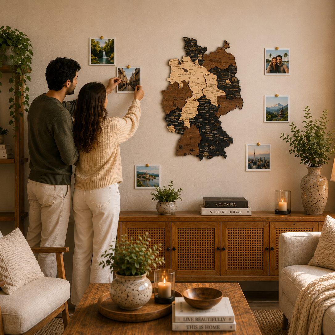 3D Germany Wooden Wall Map – Elegant Wall Art with City Names