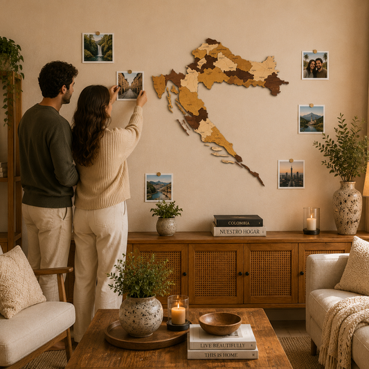 Rustic Wood Map of Croatia – Artistic Wall Art for Modern Interiors