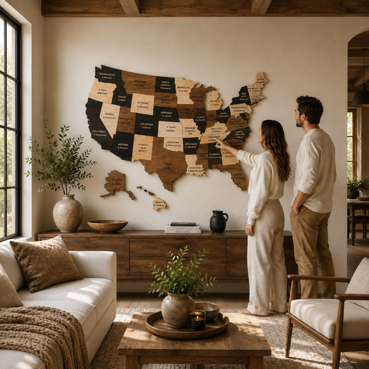 Wooden USA Map with States – Unique Wall Art for Home & Office