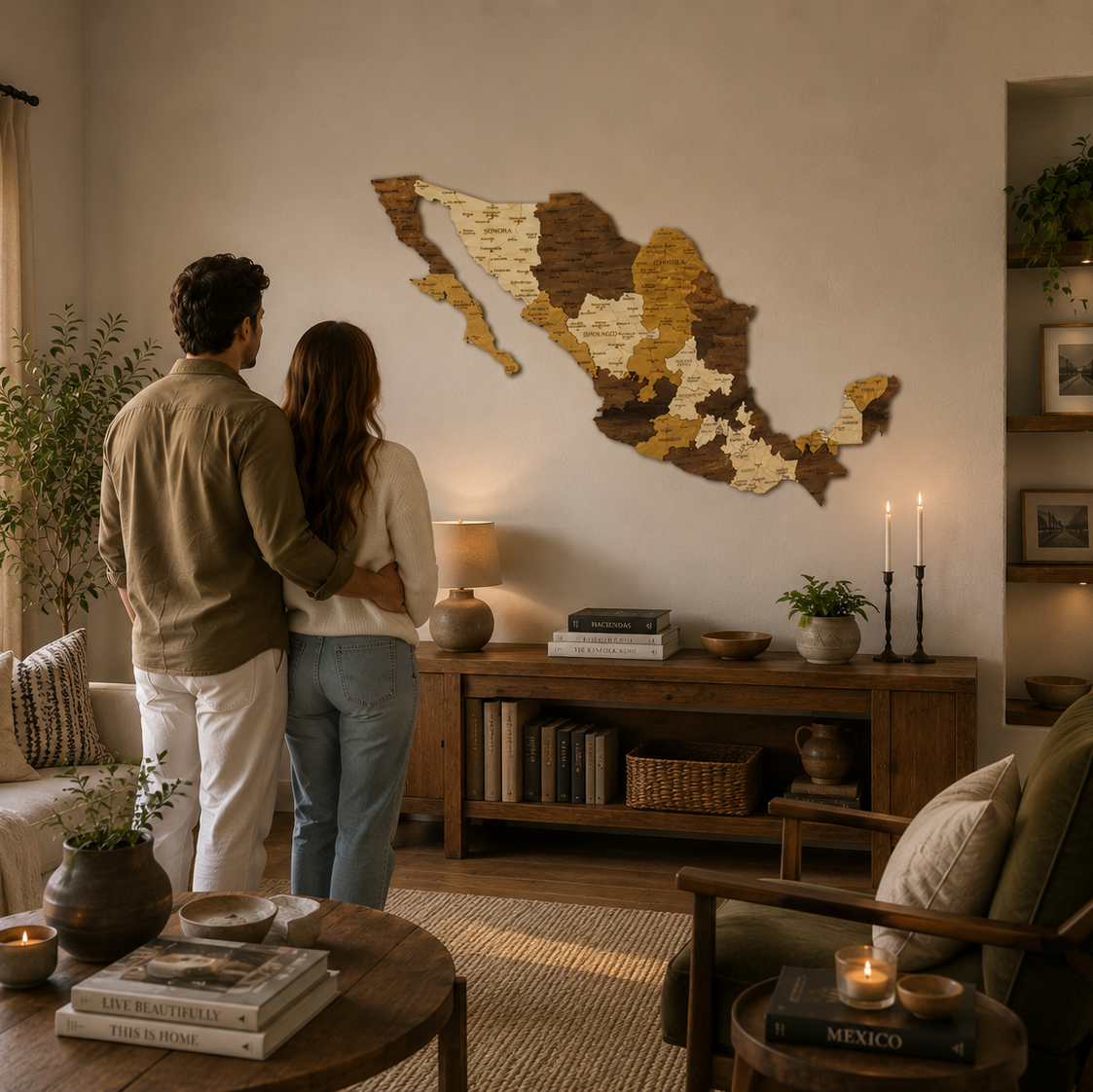 Wooden Mexico Wall Map – Stylish Handmade Decor for Home or Business