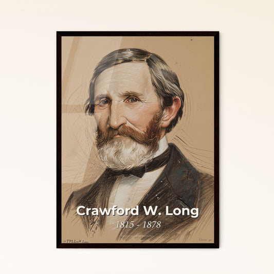 Crawford W. Long: Pioneering Anesthesiology - Elegant Contemporary Portrait in Dynamic Lines & Subtle Hues on Beige Canvas