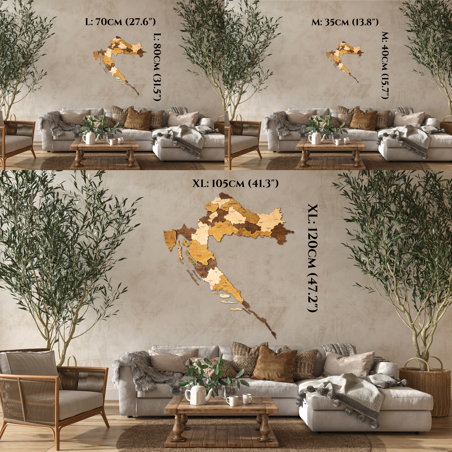 Rustic Wood Map of Croatia – Artistic Wall Art for Modern Interiors