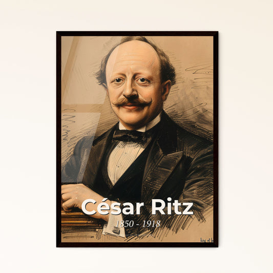 Elegant Artistic Tribute to César Ritz: The King of Hoteliers - Unique Portrait Print on Premium Materials for Luxurious Decor