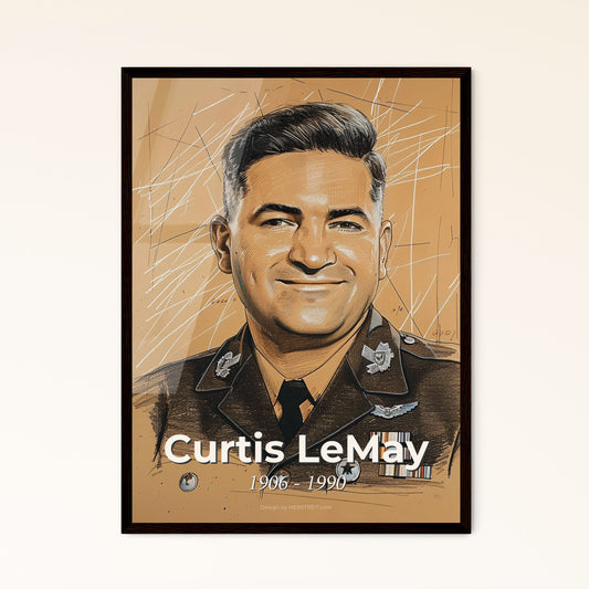 Visions of Valor: Contemporary Portrait of General Curtis LeMay - Captivating WWII Strategist in Dynamic Artistic Elegance