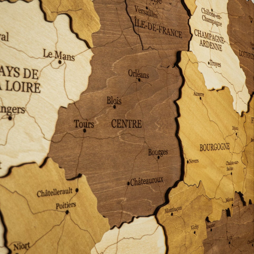 Luxury Wooden France Map – Handmade Wall Decor & Gift Idea