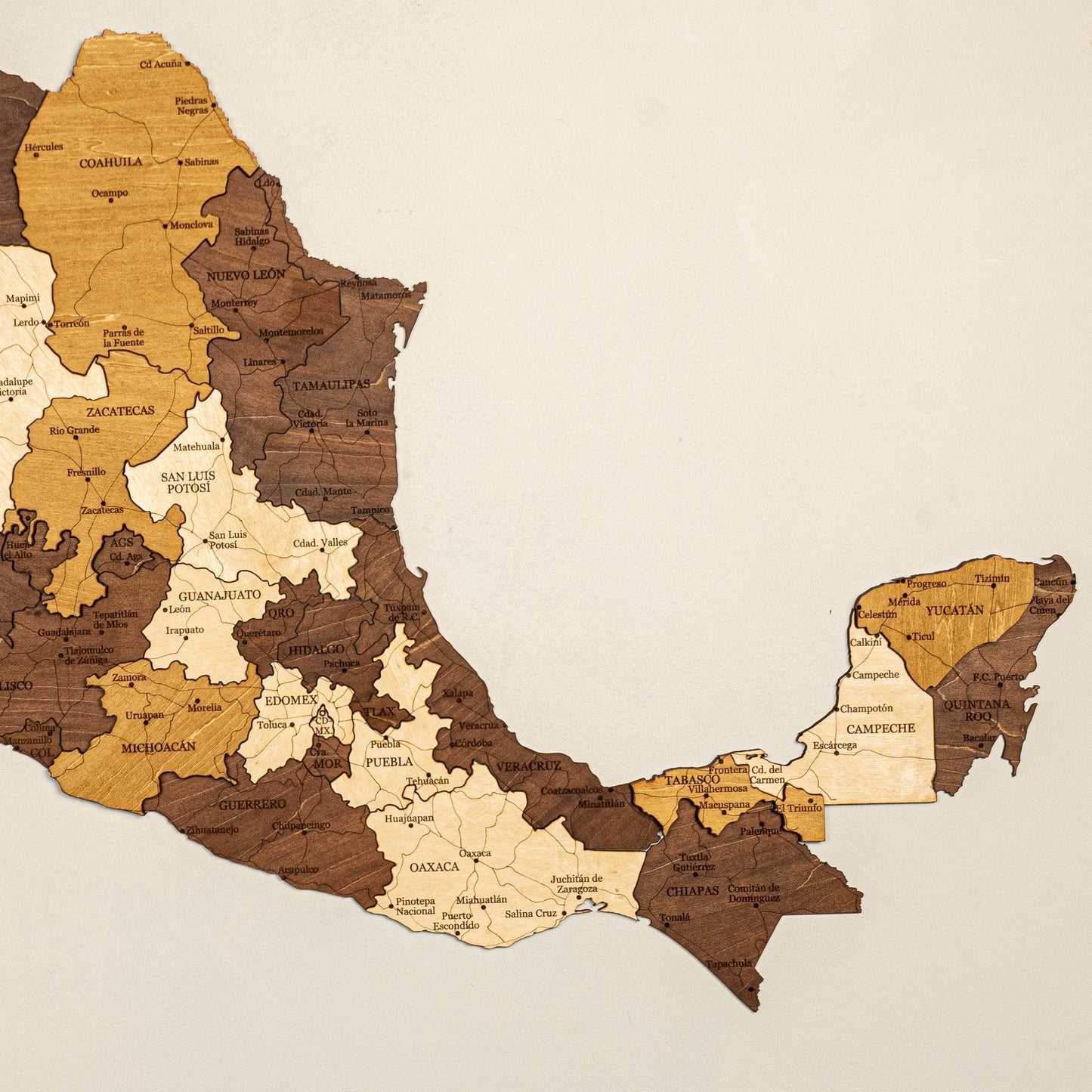Wooden Mexico Wall Map – Stylish Handmade Decor for Home or Business