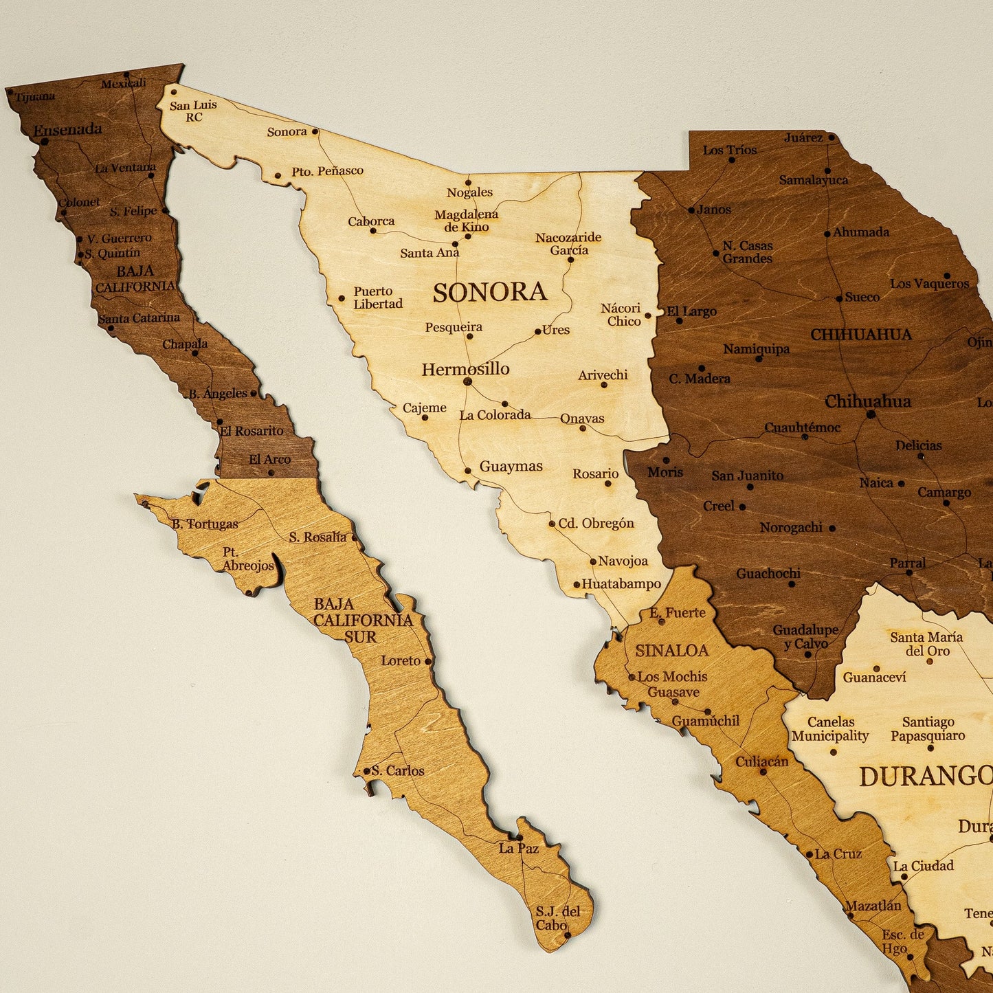 Wooden Mexico Wall Map – Stylish Handmade Decor for Home or Business