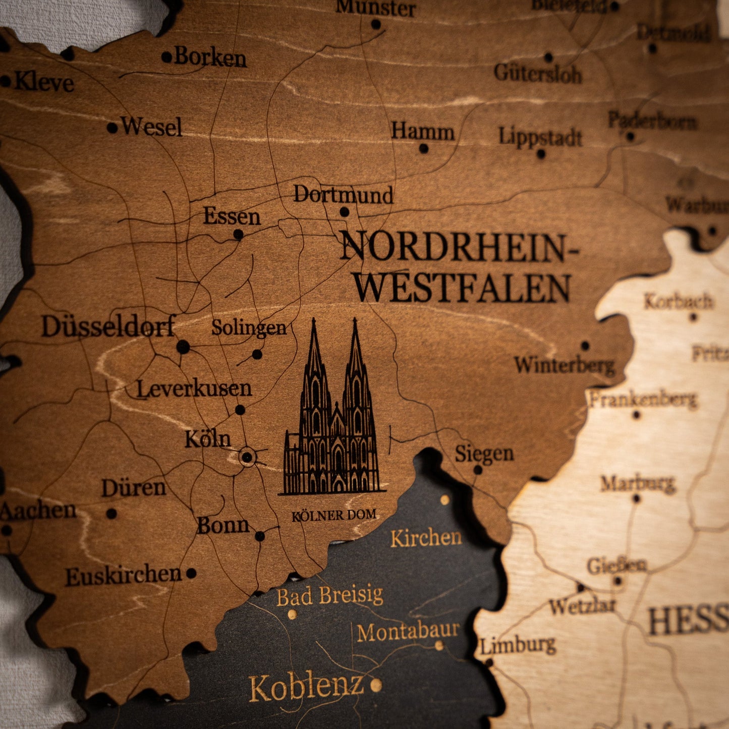 3D Germany Wooden Wall Map – Elegant Wall Art with City Names