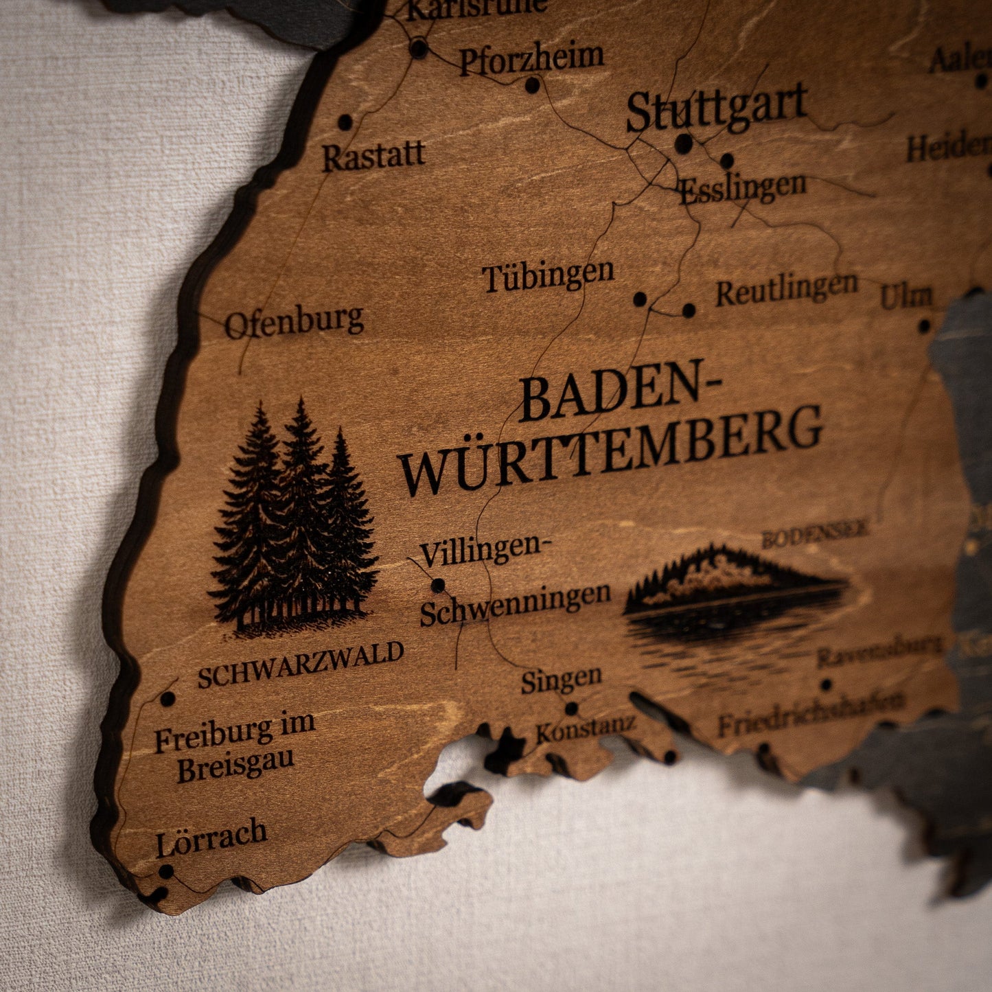 3D Germany Wooden Wall Map – Elegant Wall Art with City Names