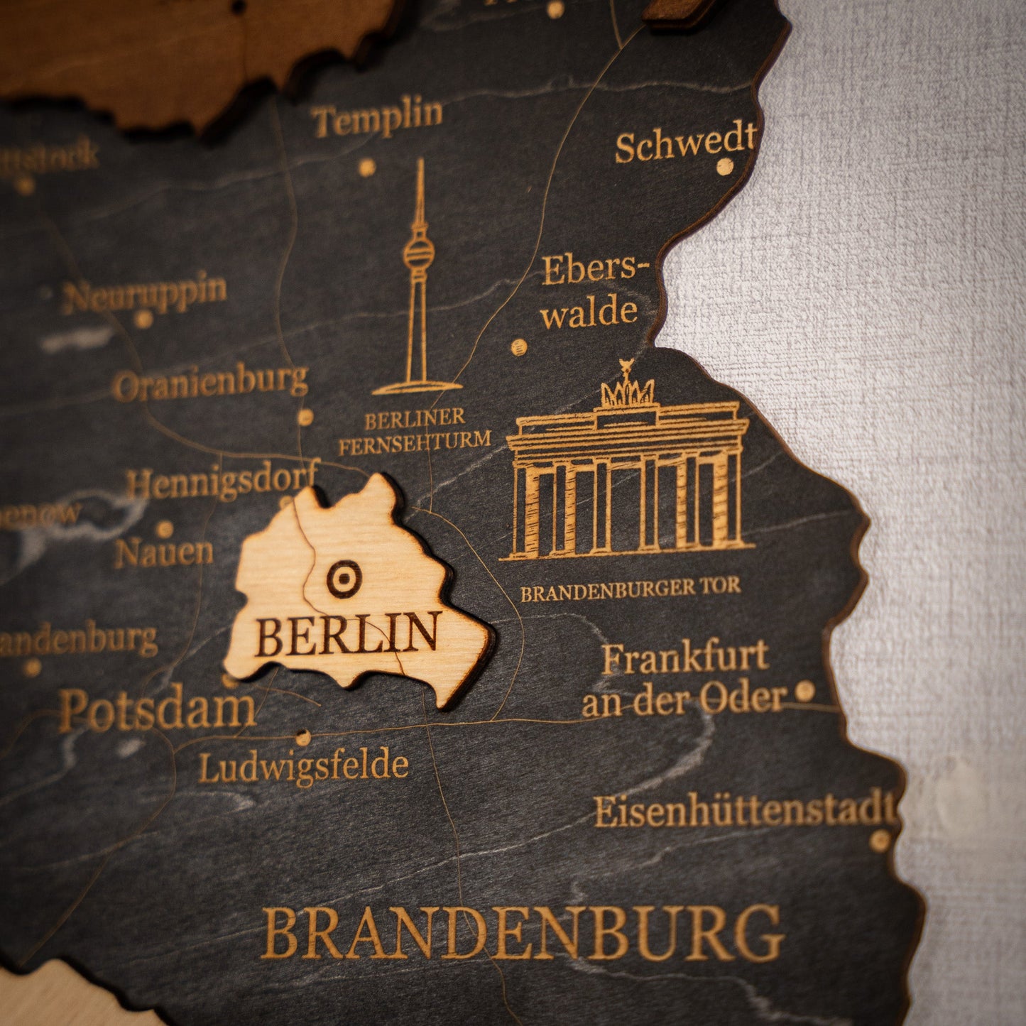 3D Germany Wooden Wall Map – Elegant Wall Art with City Names