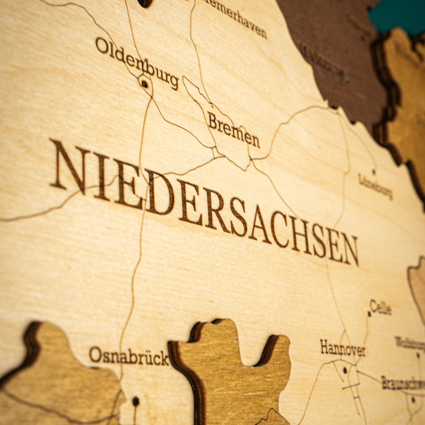 3D Germany Wooden Wall Map – Elegant Wall Art with City Names