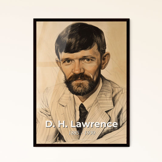 Elegant Portrait of D.H. Lawrence Framed Print