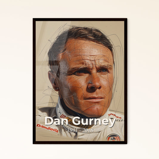 Dan Gurney Tribute: A Contemporary Art Print Celebrating the Racing Legend's Legacy, Elegance, and Dynamic Spirit in Your Home Decor