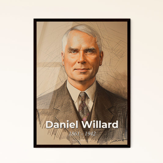 Elegant Portrait of Daniel Willard: Visionary Railway Executive in Captivating Contemporary Art - Perfect for Home Decor